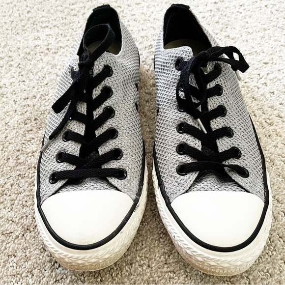 Converse Ox Sneaker Grey Amp Cloth Low Top Textile Weave Sz M 8 / W 10 Silver - Picture 2 of 13